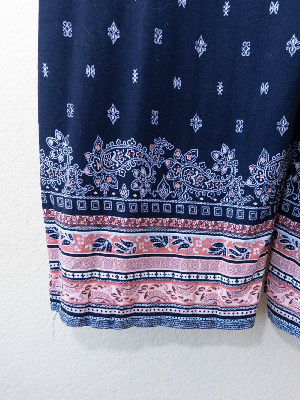 Eyeshadow Wide Leg Jumpsuit XL Blue Boho Print Strappy Back Pockets Flowy Summer - Picture 6 of 12